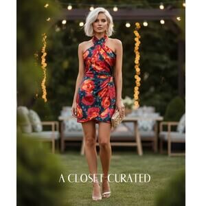 Cinq à Sept Trini Silk Floral Halter Mini Dress Size 12 NEW